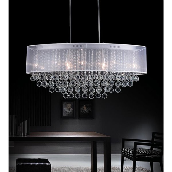 CWI Lighting Radiant Chandelier - 9-Light - 15-in x 11-in - Chrome/White