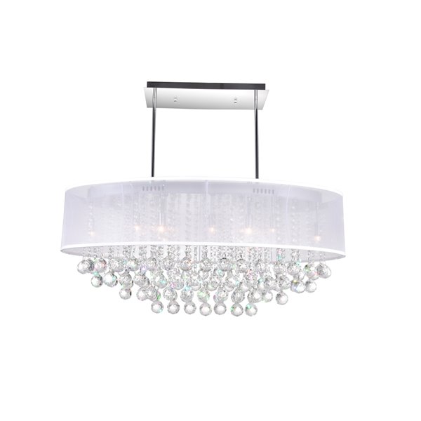 CWI Lighting Radiant Chandelier - 9-Light - 15-in x 11-in - Chrome/White