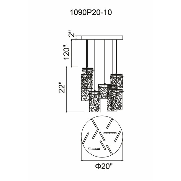 CWI Lighting Carolina Chandelier - LED Light - 20-in x 22-in - Pewter