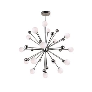 CWI Lighting Element Chandelier - 17-Light - 39-in x 39-in - Polished Nickel/White