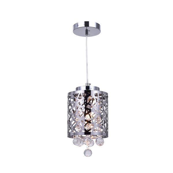 CWI Lighting Eternity Mini Pendant Light - 1-Light - 6-in - Chrome/Chrome