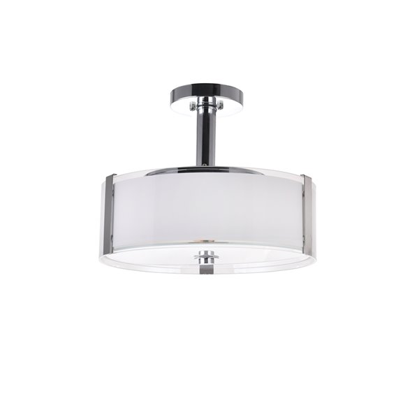 CWI Lighting Lucie 14-in dia Chrome Metal Modern Semi-Flush-Mount Light w/ Frosted Glass