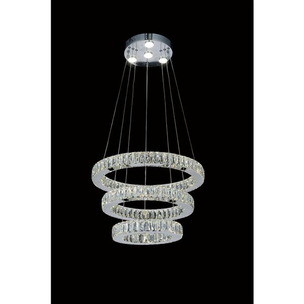 CWI Lighting Florence Chandelier - LED Light - 20-in x 15-in - Chrome/Clear