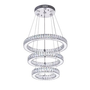 CWI Lighting Florence Chandelier - LED Light - 20-in x 15-in - Chrome/Clear