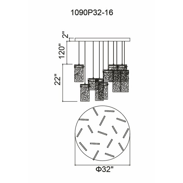 CWI Lighting Carolina Chandelier - LED Light - 32-in x 22-in - Pewter