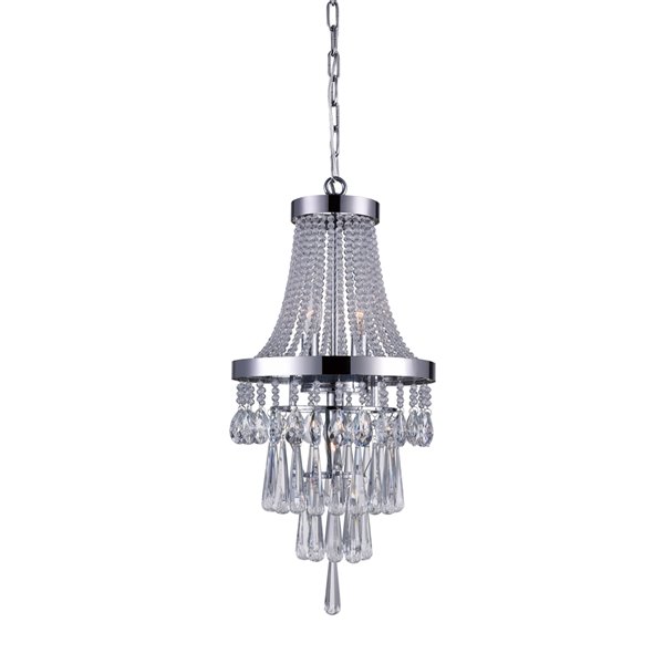 CWI Lighting Vast Chandelier - 3-Light - 12-in x 21-in - Chrome