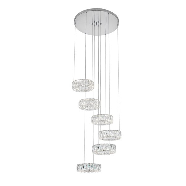 CWI Lighting Madeline Chandelier - LED Light - 24-in x 45-in - Chrome