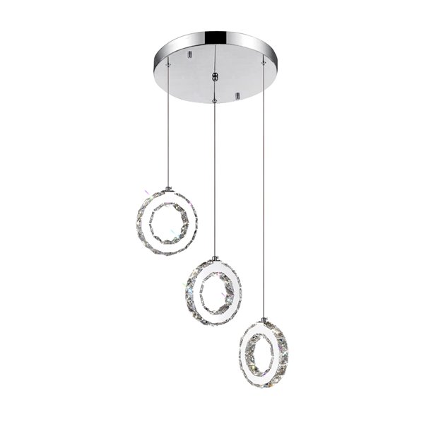 CWI Lighting Ring Pendant Light - LED Light - 16-in - Chrome