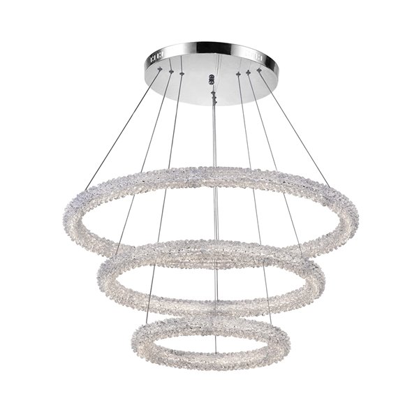 CWI Lighting Arielle Chandelier - LED Light - 3-Tier - 32-in - Chrome