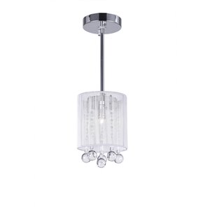 CWI Lighting Water Drop Pendant Light - 1-Light - 6-in - Chrome/White