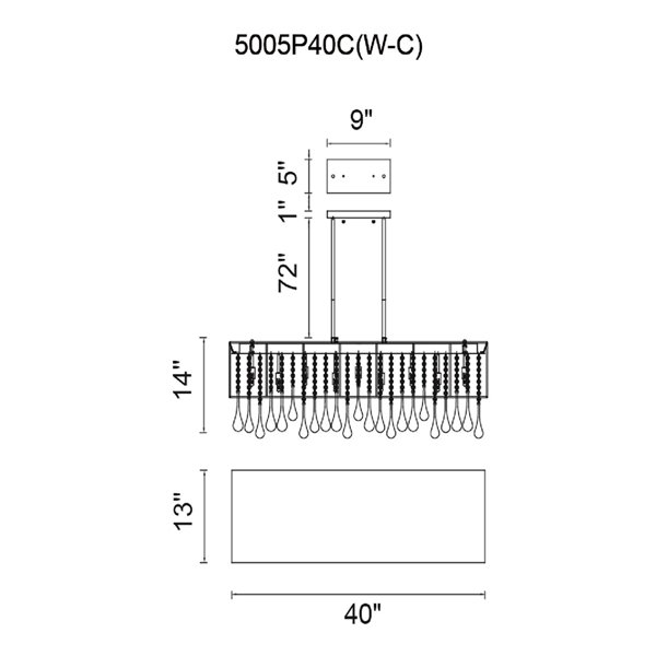 CWI Lighting Water Drop Chandelier - 14-Light - 13-in x 14-in - Chrome/White