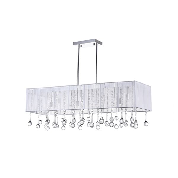 CWI Lighting Water Drop Chandelier - 14-Light - 13-in x 14-in - Chrome/White