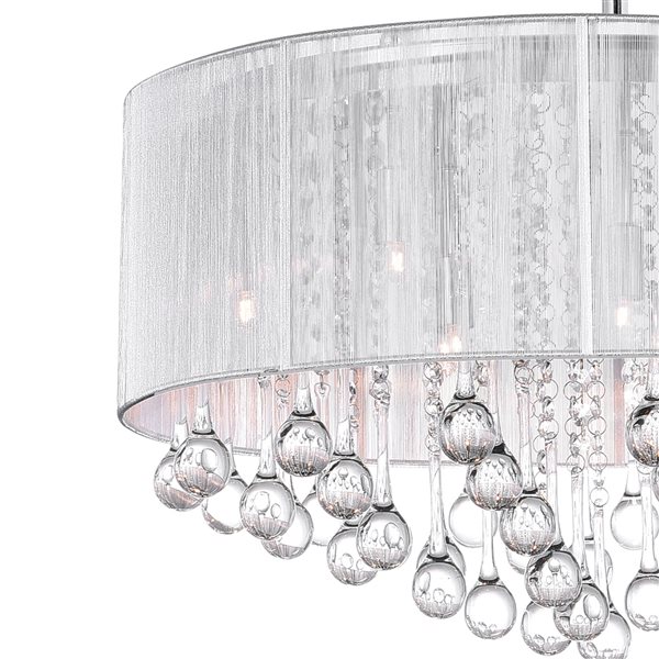 CWI Lighting Water Drop Chandelier - 9-Light - 22-in x 14-in - Chrome/White