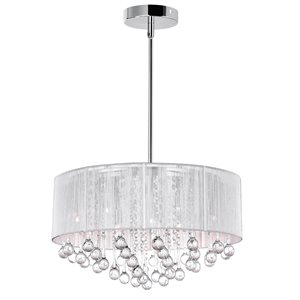 CWI Lighting Water Drop Chandelier - 9-Light - 22-in x 14-in - Chrome/White