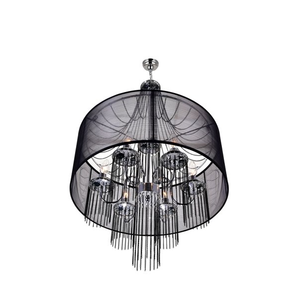 CWI Lighting Amelia Chandelier - 6-Light - 20-in x 32-in - Chrome/Black