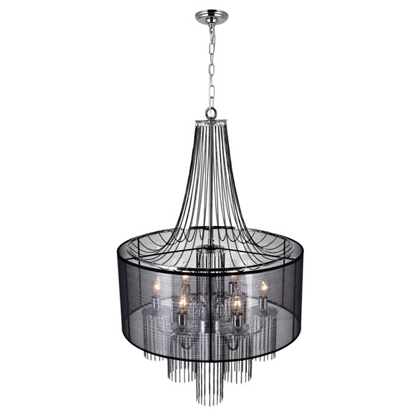 CWI Lighting Amelia Chandelier - 6-Light - 20-in x 32-in - Chrome/Black