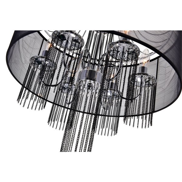 CWI Lighting Amelia Chandelier - 6-Light - 20-in x 32-in - Chrome/Black