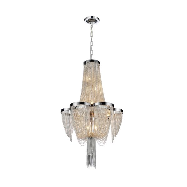 CWI Lighting Taylor Chandelier - 7-Light - 14-in x 22-in - Chrome