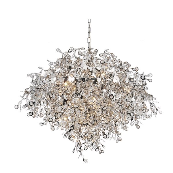 CWI Lighting Flurry Chandelier - 17-Light - 35-in x 32-in - Chrome