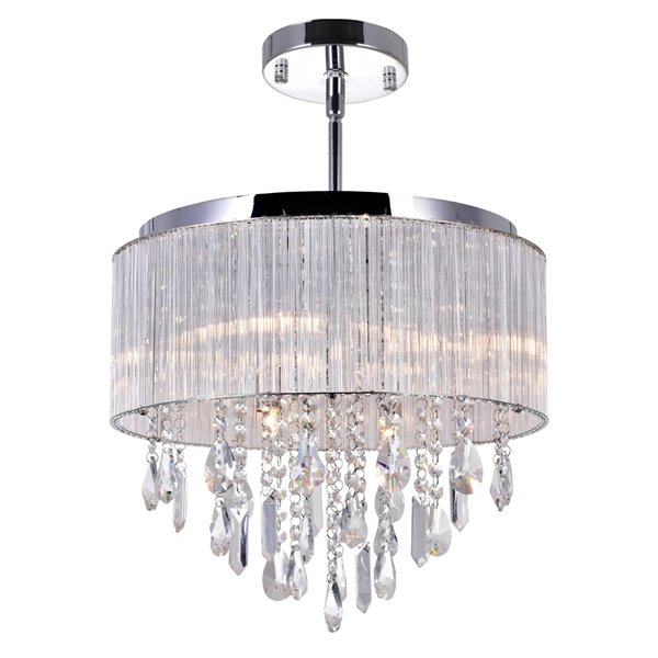 CWI Lighting Jacquimo Flush Mount Light - 9-Light - 16-in x 11-in - Chrome