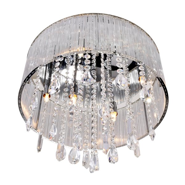 CWI Lighting Jacquimo Flush Mount Light - 9-Light - 16-in x 11-in - Chrome