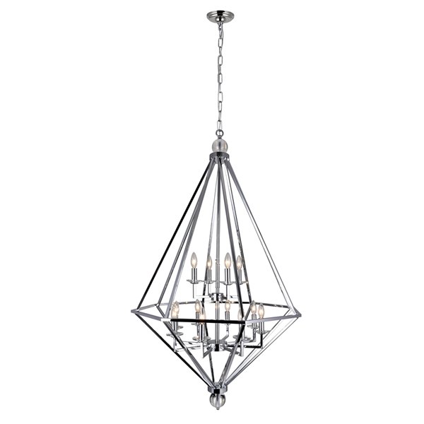 CWI Lighting Calista Chandelier - 12-Light - 32-in x 54-in - Chrome