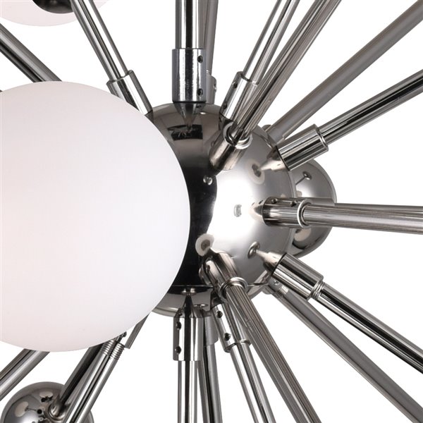 CWI Lighting Element Chandelier - 11-Light - 24-in x 24-in - Polished Nickel/White