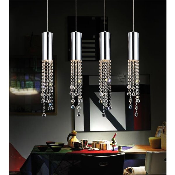 CWI Lighting Extended Pendant Light - 4-Light - 30-in - Chrome