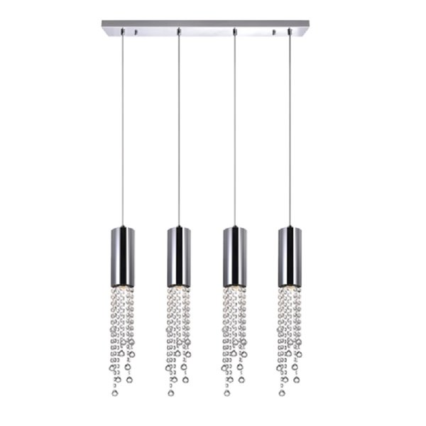 CWI Lighting Extended Pendant Light - 4-Light - 30-in - Chrome