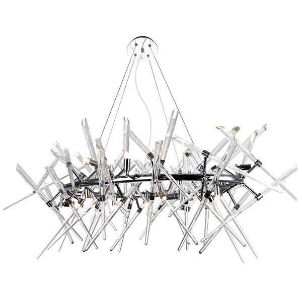 CWI Lighting Icicle Chandelier - 12-Light - 43-in x 18-in - Chrome
