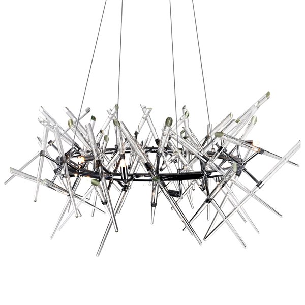 CWI Lighting Icicle Chandelier - 12-Light - 43-in x 18-in - Chrome