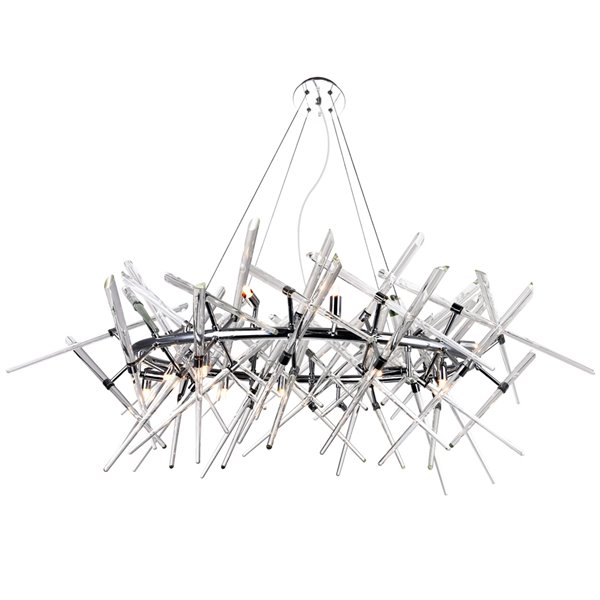 CWI Lighting Icicle Chandelier - 12-Light - 43-in x 18-in - Chrome