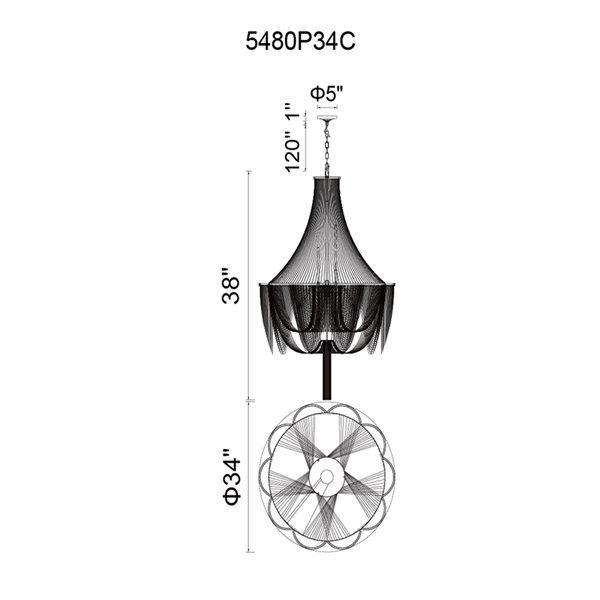 CWI Lighting Taylor Chandelier - 18-Light - 34-in x 38-in - Chrome