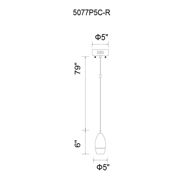 CWI Lighting Perrier Mini Pendant Light - 1-Light - 5-in - Chrome