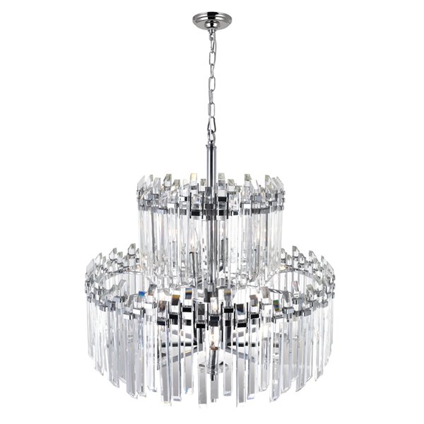 CWI Lighting Henrietta Chandelier - 12-Light - 28-in x 25-in - Chrome