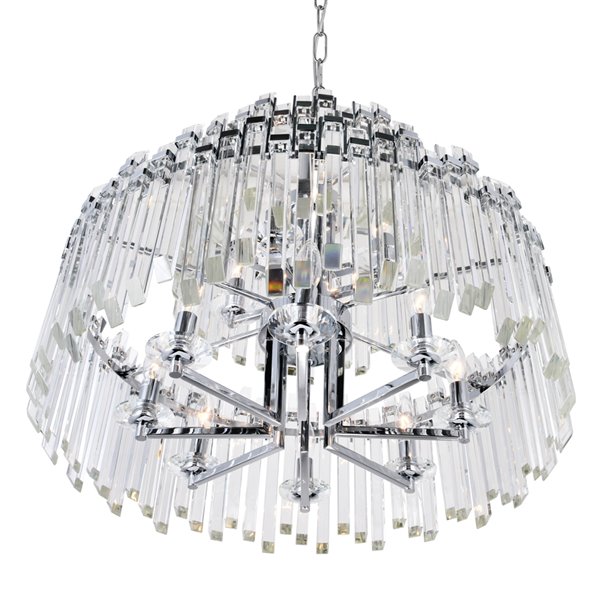 CWI Lighting Henrietta Chandelier - 12-Light - 28-in x 25-in - Chrome