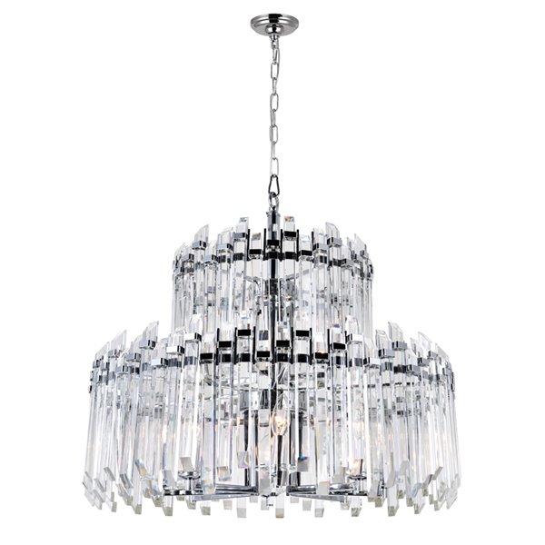 CWI Lighting Henrietta Chandelier - 12-Light - 28-in x 25-in - Chrome