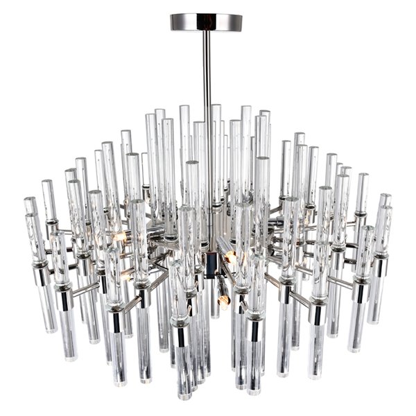 CWI Lighting Miroir Chandelier - 10-Light - 26-in x 19-in - Polished Nickel