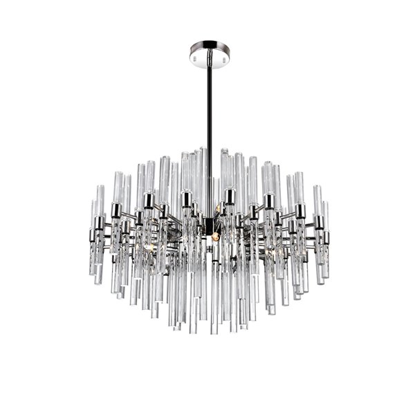 CWI Lighting Miroir Chandelier - 10-Light - 26-in x 19-in - Polished Nickel