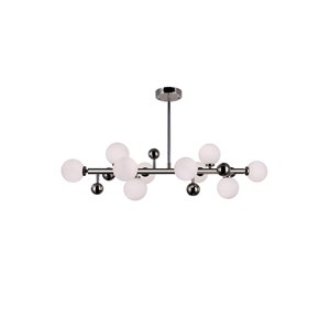 CWI Lighting Element Chandelier - 10-Light - 36-in x 11-in - Polished Nickel/White