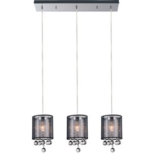 CWI Lighting Radiant Pendant Light - 3-Light - 24-in - Chrome/Black