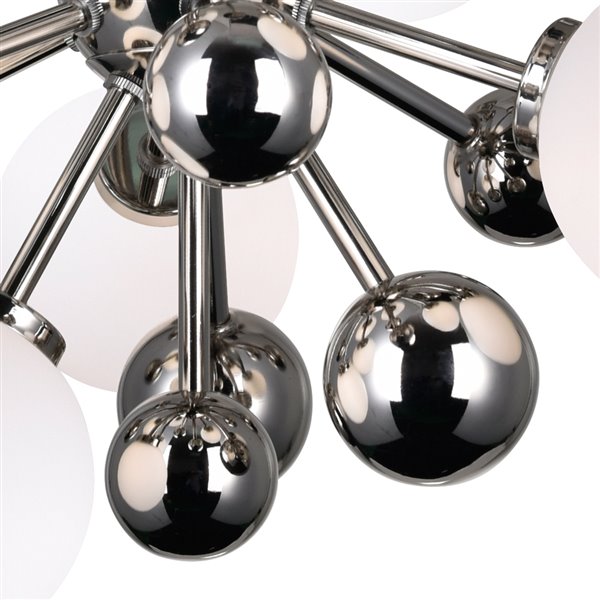 CWI Lighting Element Chandelier - 8-Light - 16-in x 16-in - Polished Nickel/White