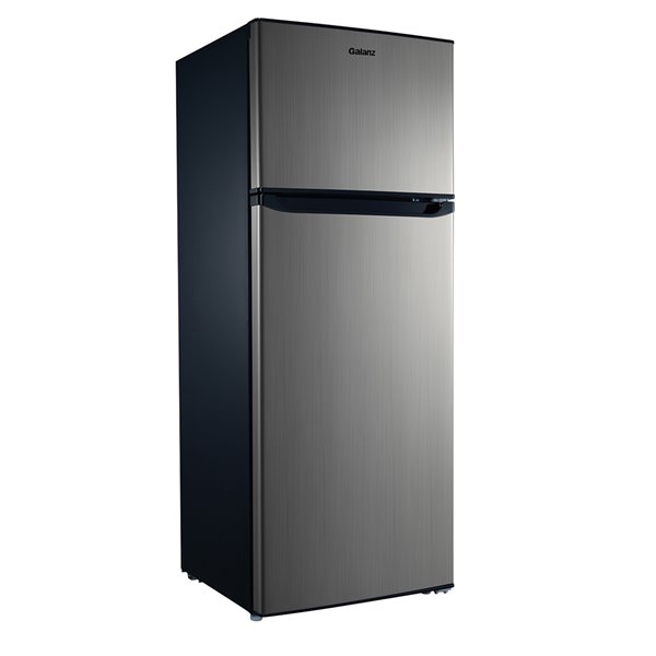 Galanz 22 in 7.6 cu ft. White Counter Depth Retro Top Mount Refrigerator  with Matte Black Hardware