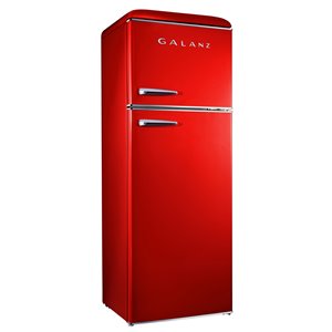 Réfrigérateur Galanz rétro, congélateur supérieur, 12 pi³, 24 po, rouge