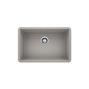 BLANCO Precis Undermount Kitchen Sink - Single Bowl - 27-in - Silganit Concrete Grey