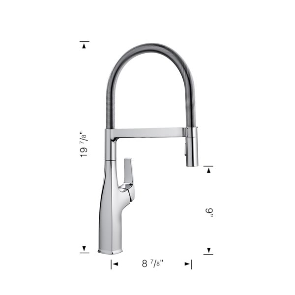 Robinet de cuisine Rivana Semi-Pro BLANCO, bec rétractable magnétisé, 1,5 GPM, chrome