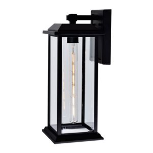 CWI Lighting Blackbridge 1 Light Outdoor Wall Lantern Sconce - Black Finish - 8-in x 7-in x 16-in