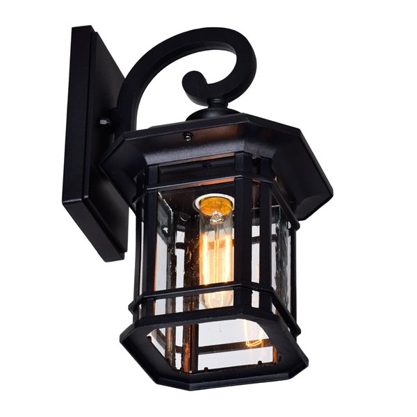 CWI Lighting Blackburn Outdoor Wall Lantern Sconce - 1 Light - Black Finish - 8-in x 7-in x 13-in