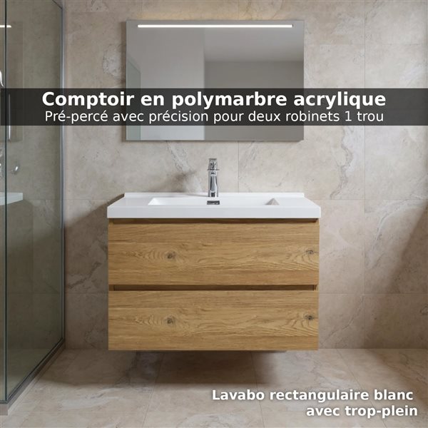 Meublelavabo pour salle de bain Almere de GEF avec comptoir acrylique