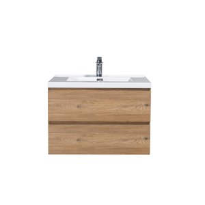 GEF Almere 30-in Rough Oak Single Sink Bathroom Vanity with White Acrylic Top